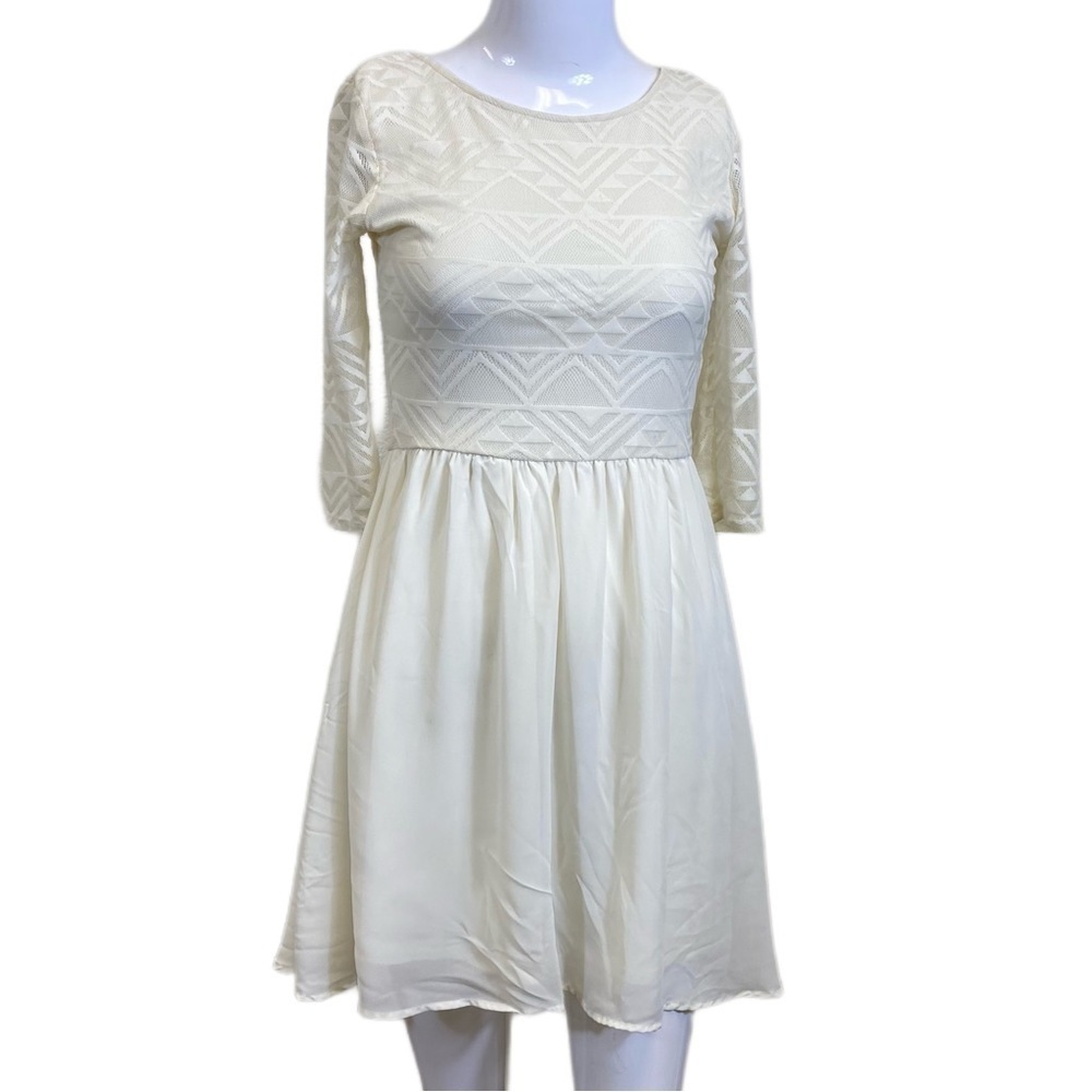 Divided Size 6 white 3/4 length sleeve Dress